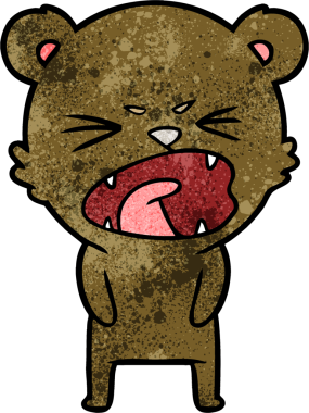 Bir insan tarafından çizilmiş kızgın çizgi film ayısı.