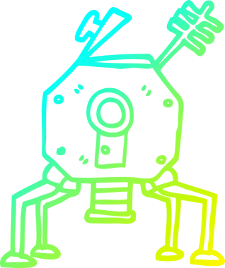 Bir insan tarafından çizilmiş bir uzay roketinin soğuk gradyan çizgisi