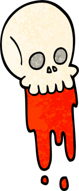 grunge desenli çizim karikatür kan damlayan kafatası bir insan tarafından çizilmiş.