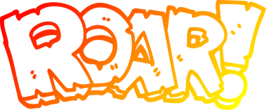 Bir insanın çizdiği çizgi film kükreme metninin sıcak gradyan çizimi