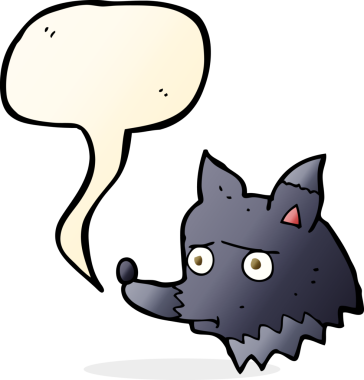 Bir insan tarafından çizilmiş konuşma balonu olan mutsuz bir köpek çizgi filmi.