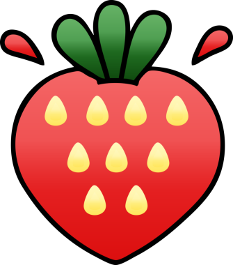 Bir insan tarafından çizilmiş çileğin gölgeli karikatürü