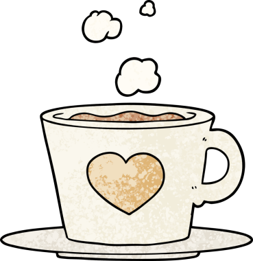 Bir insan tarafından çizilmiş güzel bir fincan kahve.