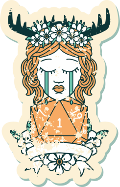 Retro Dövme Tarzı Ağlayan İnsan Druid Bir insan tarafından çizilmiş doğal bir ruloyla