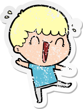 Bir insan tarafından çizilmiş gülen bir karikatürcünün sıkıntılı çıkartması.