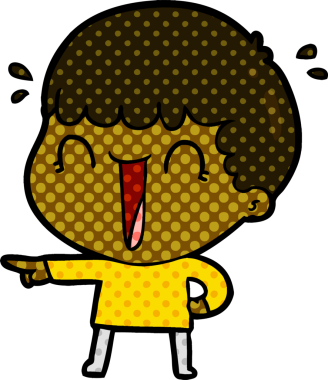 Bir insan tarafından çizilmiş, gülen çizgi film adamı.