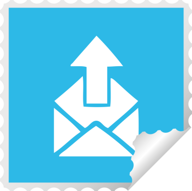 Bir insan tarafından çizilmiş bir e-posta işaretinin kare soyma etiketi