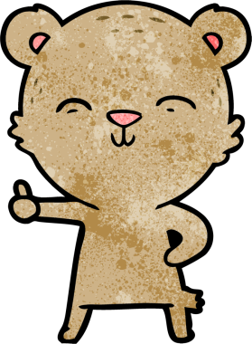 Bir insan tarafından çizilmiş mutlu çizgi film ayısı.