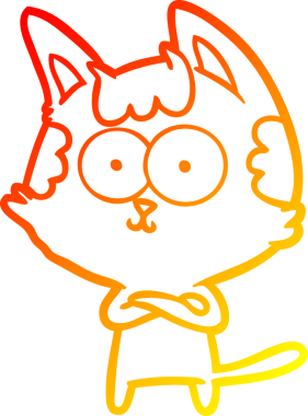 Bir insan tarafından çizilmiş mutlu çizgi film kedisinin sıcak çizgi çizgisi.