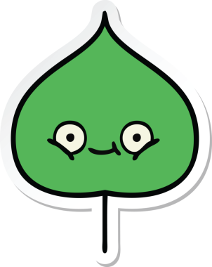 Bir insan tarafından çizilmiş sevimli bir çizgi film yaprağının çıkartması.