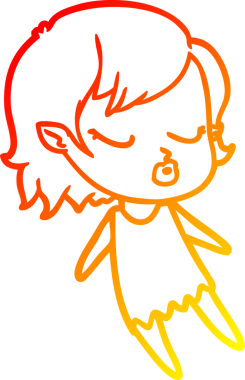 Bir insan tarafından çizilmiş sevimli bir vampir kız çizgi çizimi.