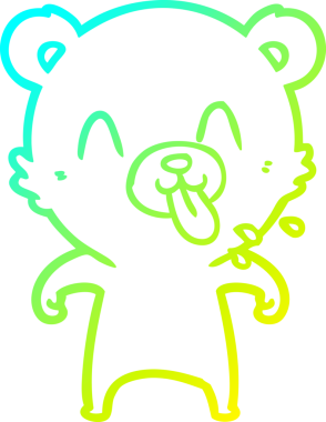 Bir insan tarafından çizilmiş dilden çıkmış kaba bir kutup ayısının soğuk çizgi çizimi.