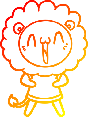 Bir insan tarafından çizilmiş mutlu çizgi film aslanının sıcak çizgi çizimi