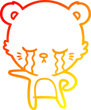 Bir insan tarafından çizilen ağlayan çizgi film ayısının sıcak çizgi çizgisi.