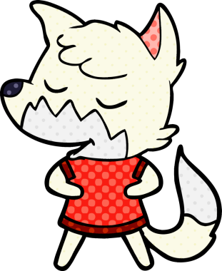 Bir insan tarafından çizilmiş dost canlısı çizgi film tilkisi