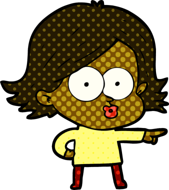 Çizgi film kızı somurtuyor bir insan tarafından