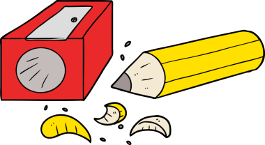 Bir insan tarafından çizilmiş kalem ve bileyici.