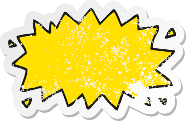 Bir insan tarafından çizilmiş çizgi film patlama sembolünün sıkıntılı çıkartması.