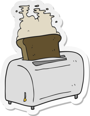 Bir insan tarafından çizilmiş bir tost makinesinin çıkartması.