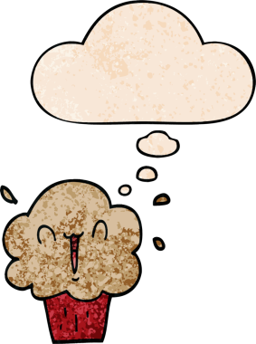 Bir insan tarafından çizilmiş grunge desenli düşünce baloncuklu çizgi film keki.