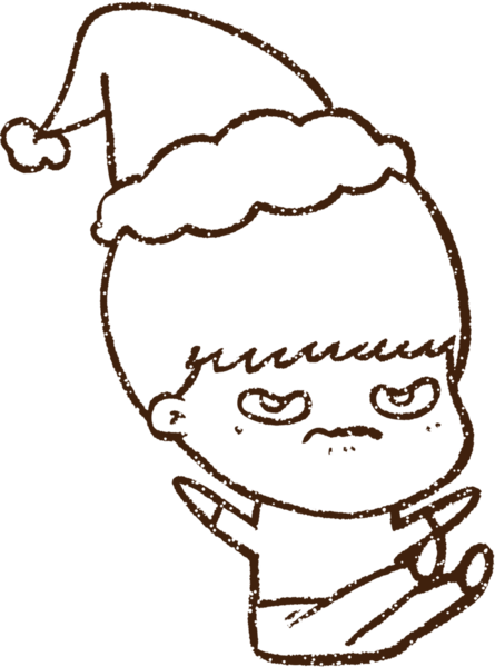 Bir insan tarafından çizilen Noel Çocuğu Kömür Çizimi