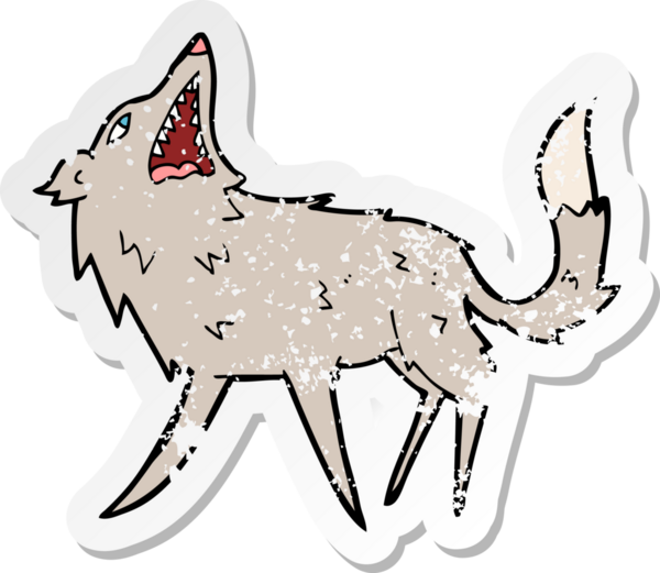 Bir insan tarafından çizilmiş bir karikatür kapan kurdun gerilemiş çıkartması.