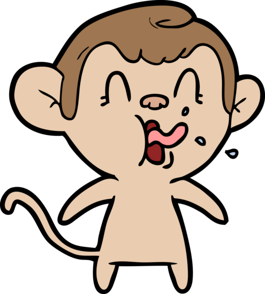 Bir insan tarafından çizilmiş çılgın çizgi film maymunu