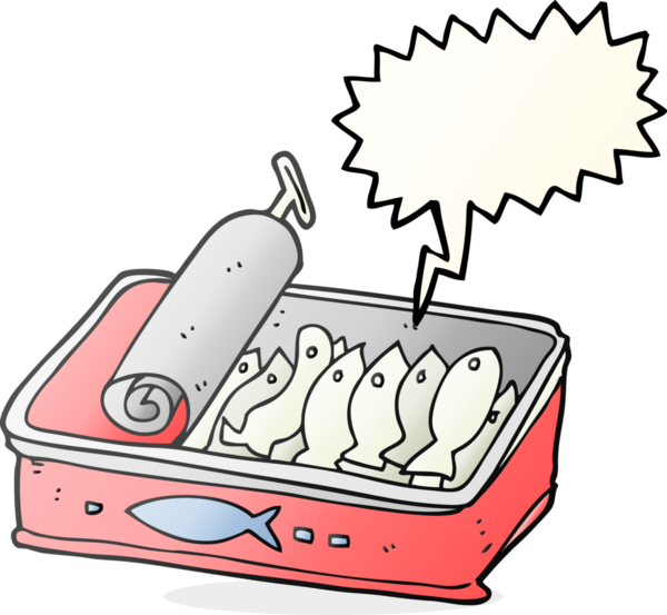 Bir insan tarafından çizilmiş serbest konuşma balonu konservesi sardalya konservesi