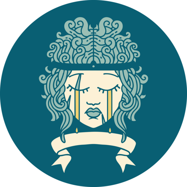 Retro Dövme Tarzı Ağlayan İnsan Barbar Bir insan tarafından çizilmiş pankartıyla