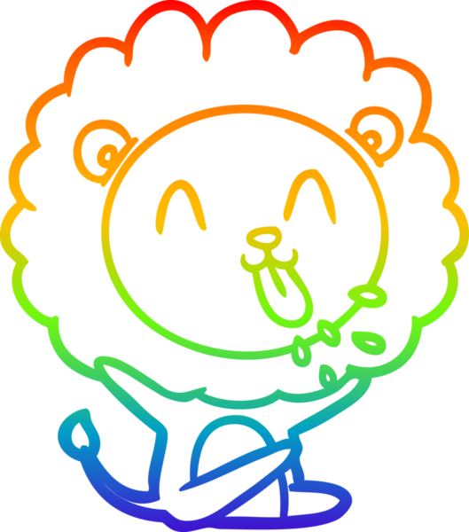 gökkuşağı gradyanı çizimi bir insan tarafından çizilmiş mutlu bir karikatür aslanı