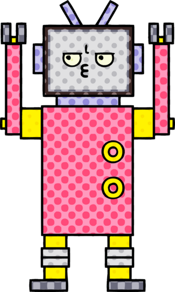 bir insan tarafından çizilmiş bir robotun çizgi roman tarzı