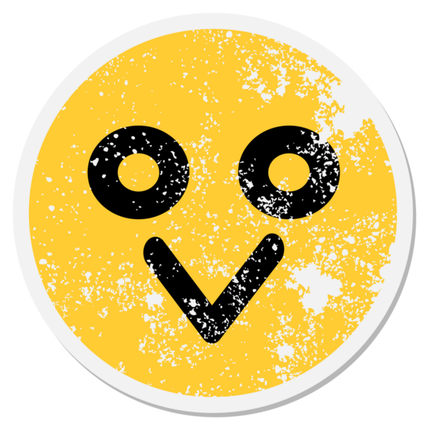 Boş gözlü kuş yüzü bir insan tarafından çizilmiş dairesel bir etiket.