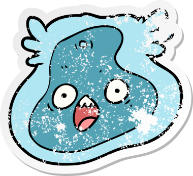 Bir insan tarafından çizilmiş karikatür mikrobu çıkartması.