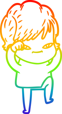 gökkuşağı gradyan çizimi bir insan tarafından çizilmiş mutlu bir kadın çizgi