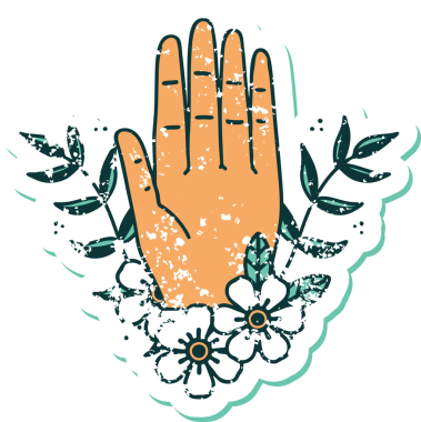 Bir insan tarafından çizilmiş bir el ve çiçeğin sembolik dövmesi.