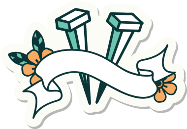 Bir insan tarafından çizilmiş demir çivi amblemli dövme stili.