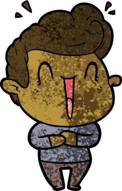 Bir insan tarafından çizilmiş heyecanlı bir adam karikatürü