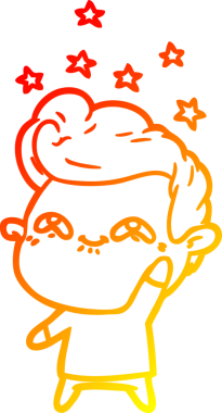 Bir insan tarafından çizilmiş, heyecanlı bir çizgi film çizimi.