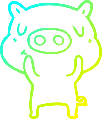 Bir insan tarafından çizilen çizgi film içerikli bir domuzun soğuk çizgi çizimi