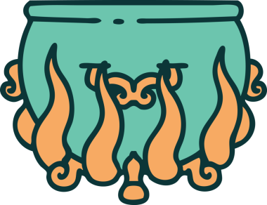 Bir insan tarafından çizilmiş bir kazanın ikonik dövme şekli