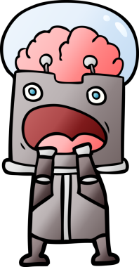 Bir insan tarafından çizilmiş çizgi film robotu