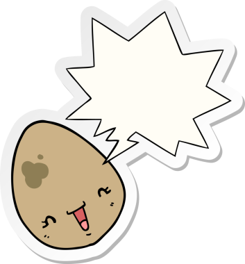 Bir insan tarafından çizilmiş konuşma balonu etiketli karikatür yumurtası.