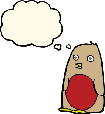 Bir insan tarafından çizilmiş düşünce balonlu çizgi robin.