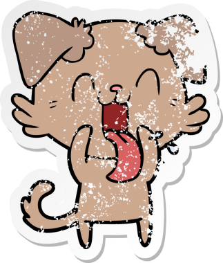 Bir insan tarafından çizilmiş, nefes nefese kalmış bir köpeğin sıkıntılı çıkartması.