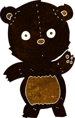 Bir insan tarafından çizilmiş sevimli çizgi film kara ayısı.