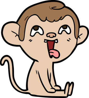 Bir insan tarafından çizilmiş çılgın çizgi film maymunu