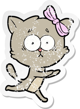 Bir insan tarafından çizilmiş karikatür bir kedinin sıkıntılı çıkartması.