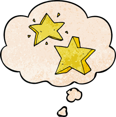 bir insan tarafından çizilmiş grunge desen biçiminde düşünce baloncuğu olan çizgi film yıldızı
