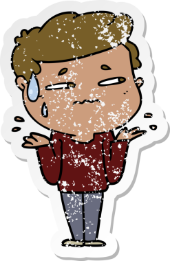 Bir insan tarafından çizilmiş kafası karışmış bir çizgi filmin sıkıntılı çıkartması.