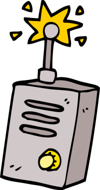 Bir insan tarafından çizilmiş el çizimi çizgi film telsizi.